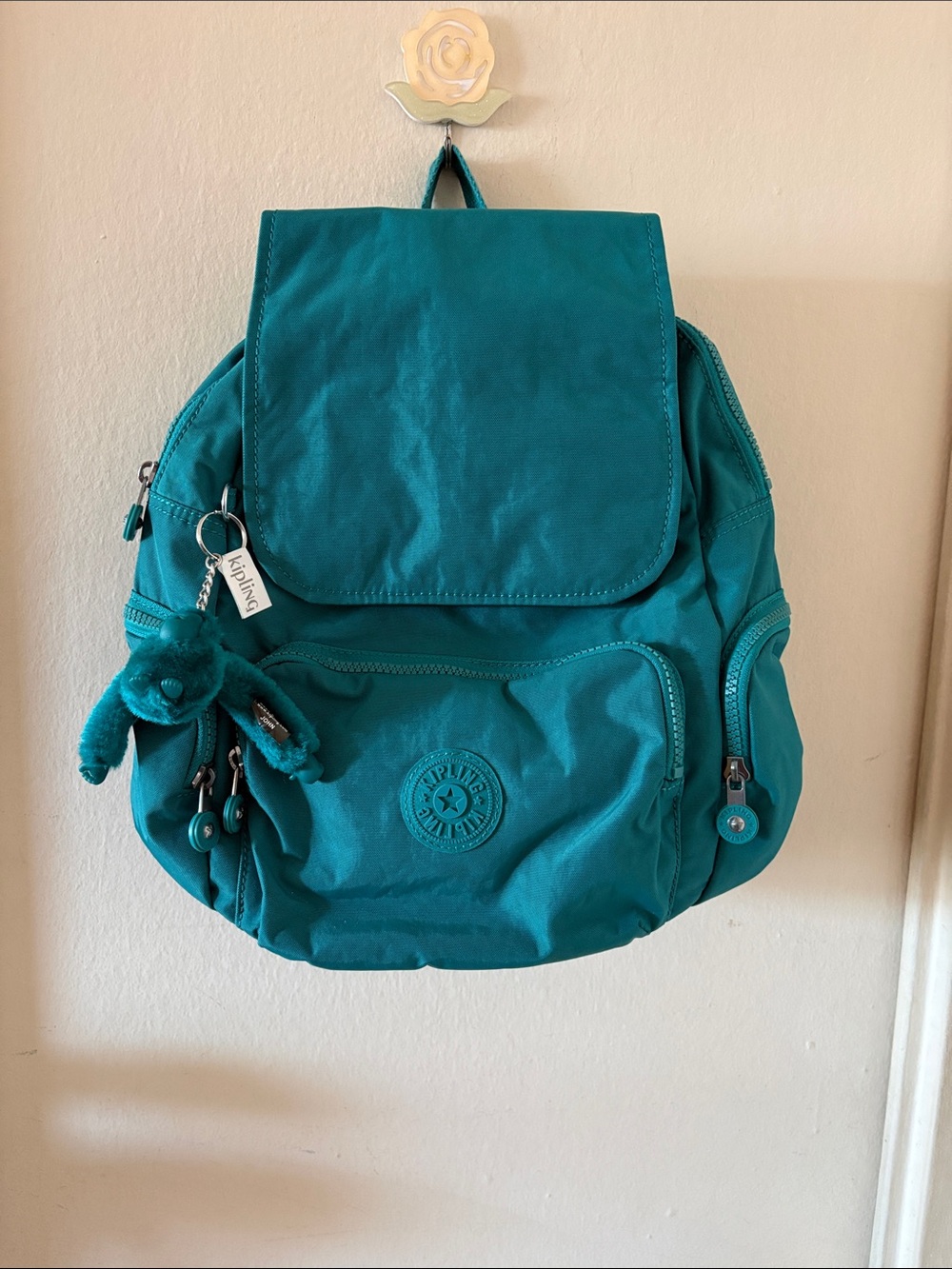 NWT Kipling Outspoken Green Teal City Zip S Backpack